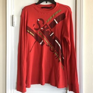 Men’s Sean John Long Sleeve Waffle Kint Shirt SZ M